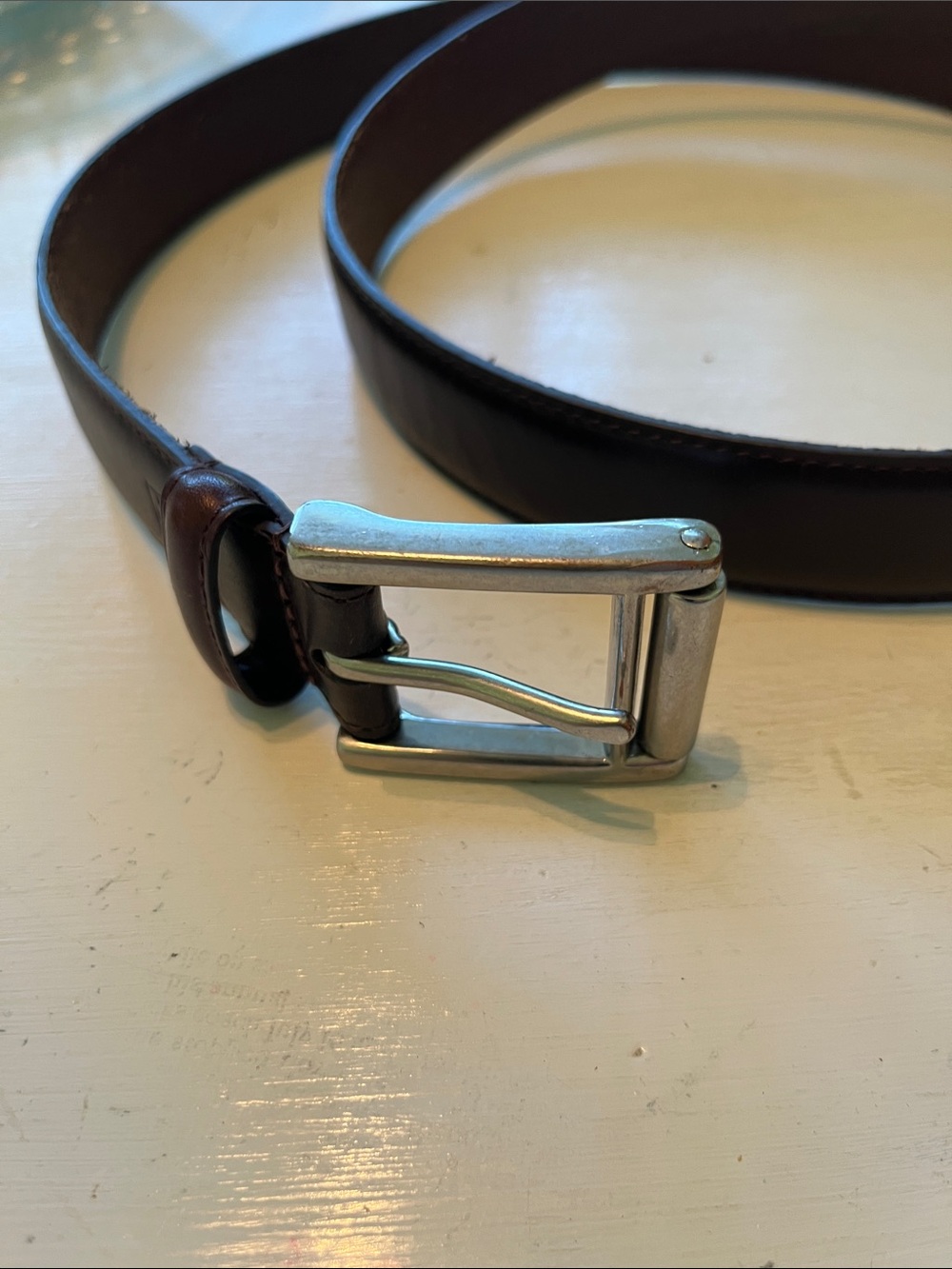 Ralph Lauren Dark Brown Leather Belt with Silver Buckle
